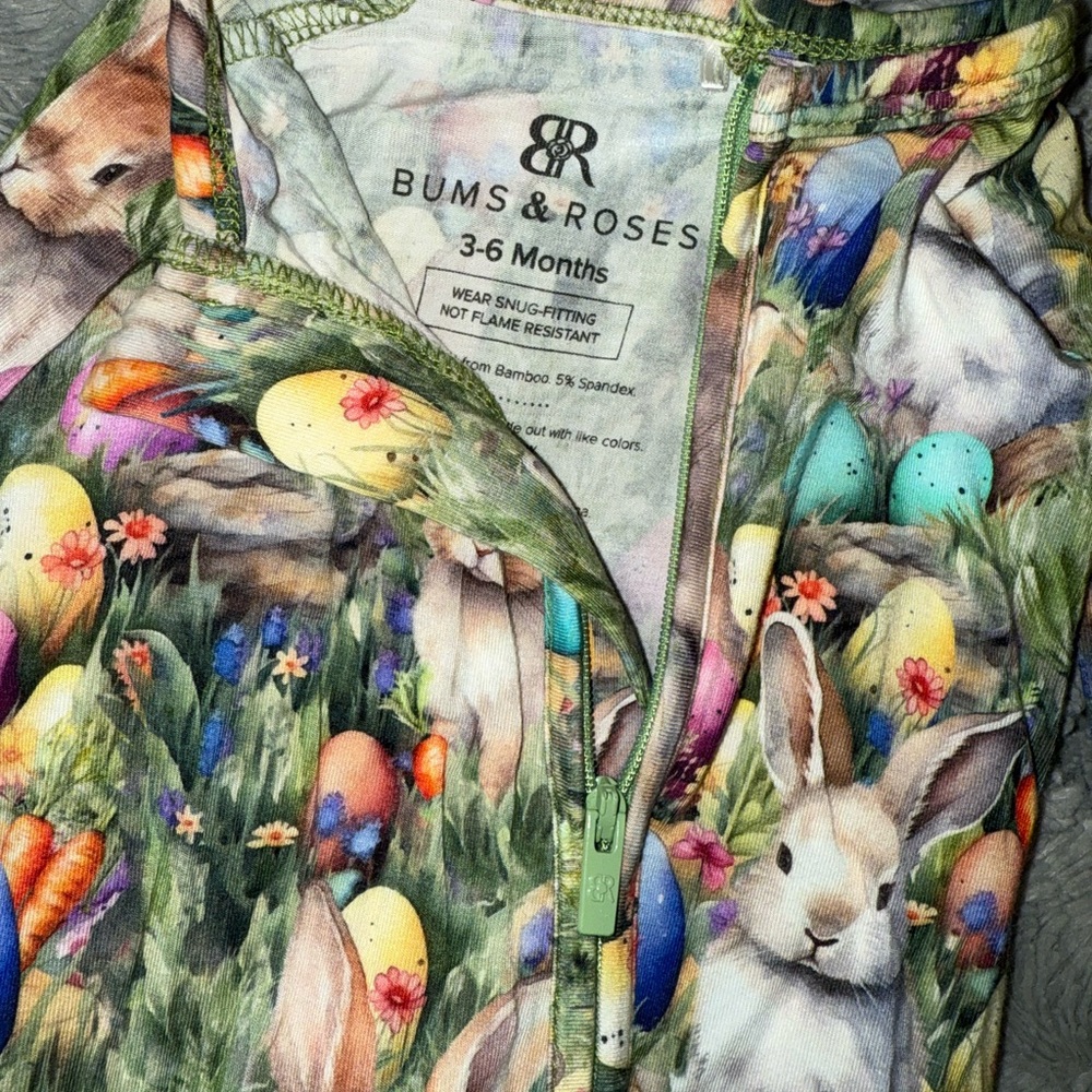 Bums & Roses Baby Romper with Easter Bunny and Egg Print